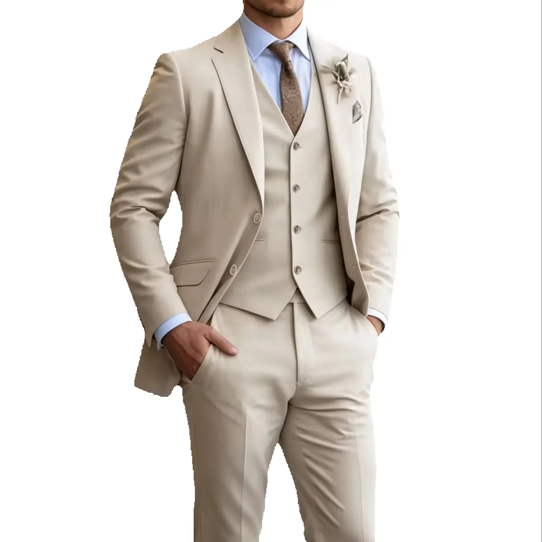 Elegant Khaki Men's Suit 3 piece Set Notch Lapel Jacket Wedding Groom Tuxedo Classic Business Office Men's Blazer Vest Pants
Elegant Khaki Men's Suit 3 piece Set Notch Lapel Jacket Wedding Groom Tuxedo Classic Business Office Men's Blazer Vest Pants
