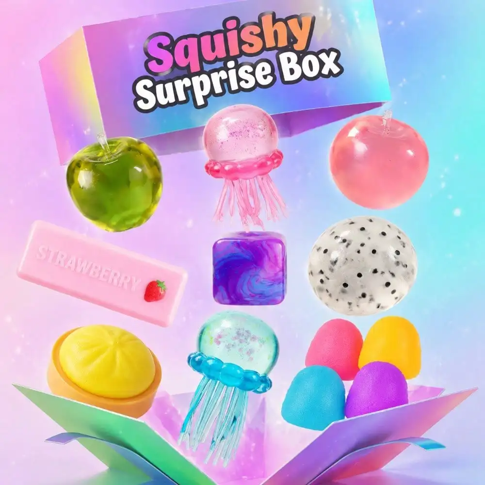 Random Squishy Fun Box Sensory Toys Assorted Food & Ocean Themed Slow Rebound Stress Relief Fidget Toys Cheese Bread Butter Strawberry Ice Cube Cat Paw Squeeze Anxiety Relief Desk Gift Set for Kids Adults Teens Party
Random Squishy Fun Box Sensory Toys Assorted Food & Ocean Themed Slow Rebound Stress Relief Fidget Toys Cheese Bread Butter Strawberry Ice Cube Cat Paw Squeeze Anxiety Relief Desk Gift Set for Kids Adults Teens Party