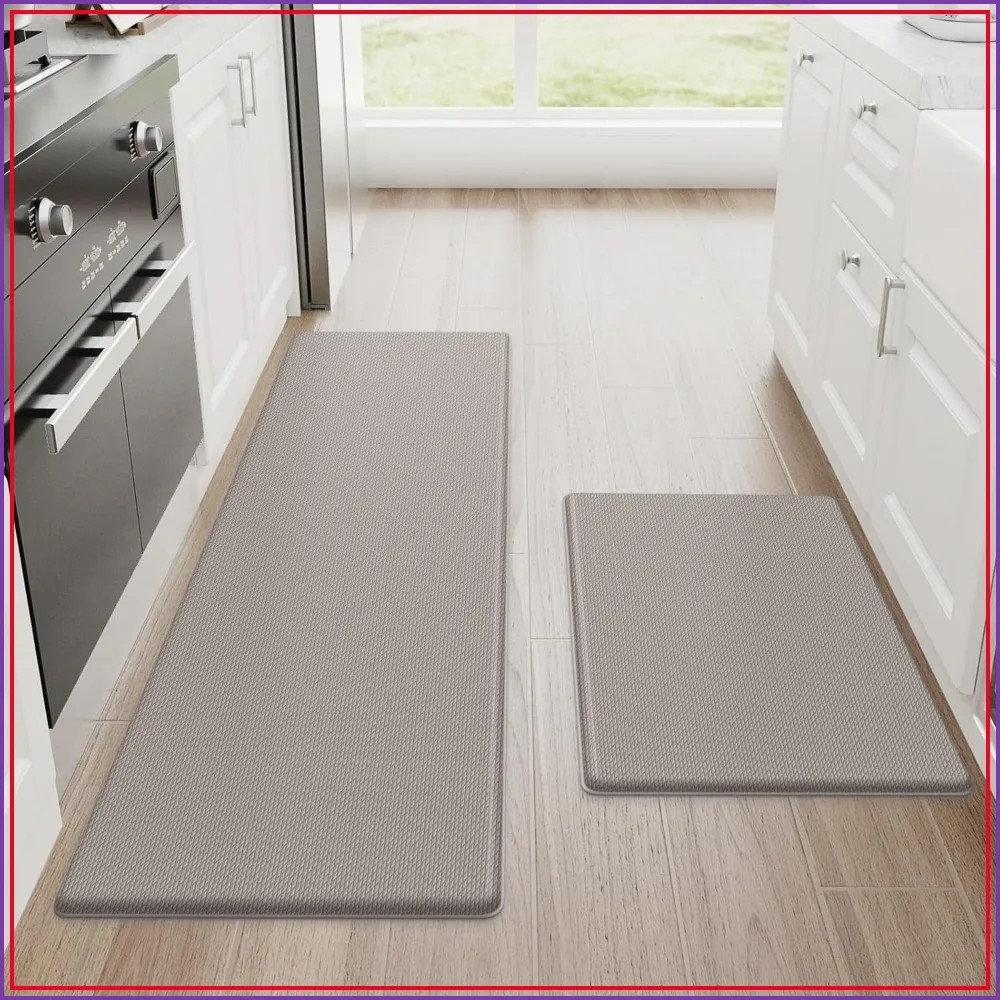 2PCS Anti Fatigue Kitchen Mats, Cushioned Non-Slip Waterproof Standing Desk Mat Set, 17.3"x30"+17.3"x47", Khaki
2PCS Anti Fatigue Kitchen Mats, Cushioned Non-Slip Waterproof Standing Desk Mat Set, 17.3"x30"+17.3"x47", Khaki