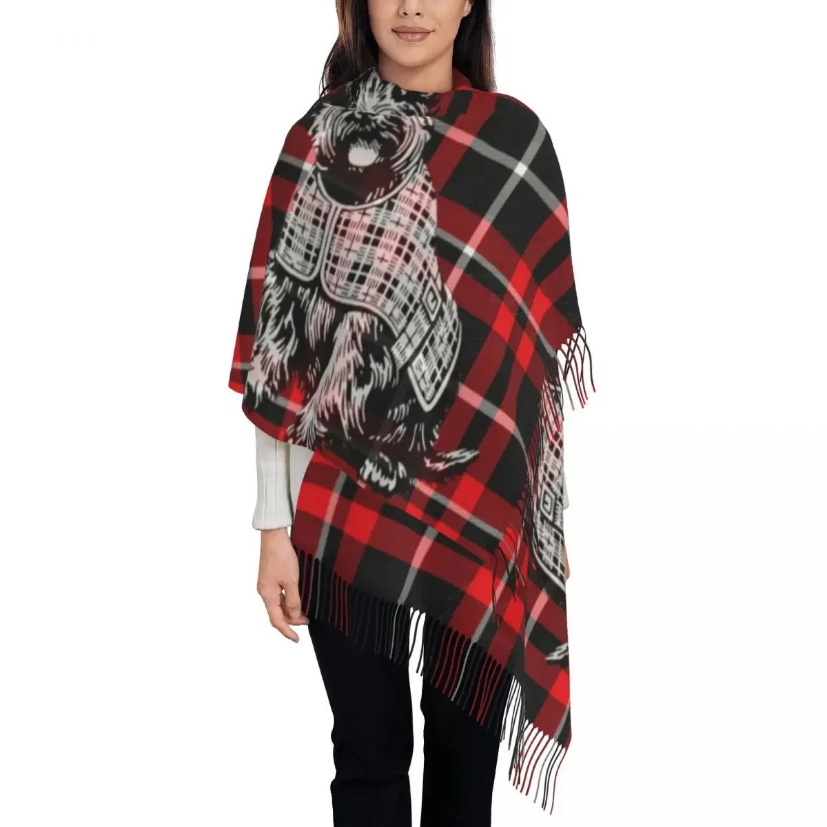 Luxury Scottish Terrier Dog On Red And Black Tartan Plaid Tassel Scarf Women Winter Warm Shawls Wraps Ladies Scottie Pet Scarves
Luxury Scottish Terrier Dog On Red And Black Tartan Plaid Tassel Scarf Women Winter Warm Shawls Wraps Ladies Scottie Pet Scarves