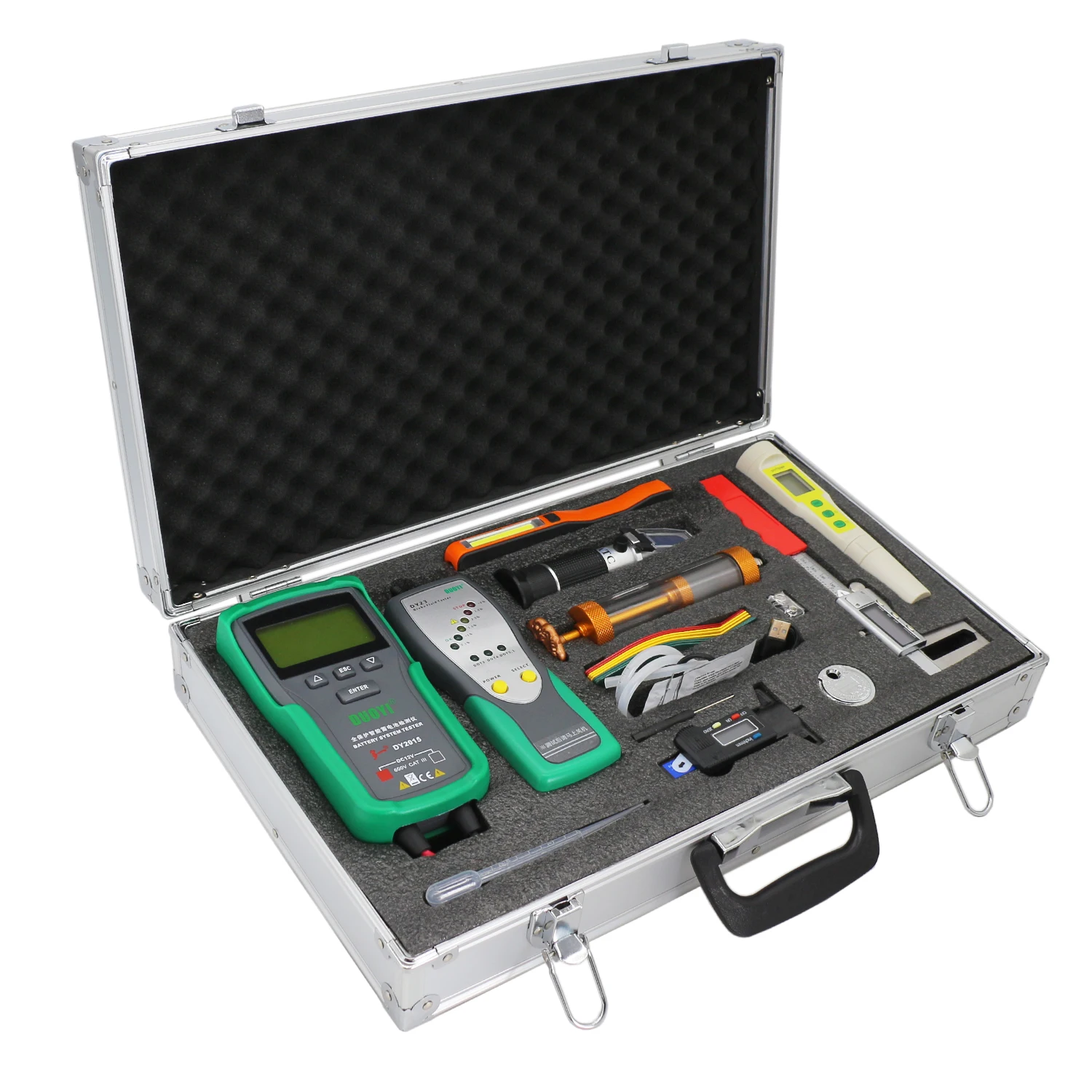 Automotive Battery Brake System Coolant Detection Kit, LED Work Lamp, Spark Plug Gap Measurement Tool, Aluminum Alloy case
Automotive Battery Brake System Coolant Detection Kit, LED Work Lamp, Spark Plug Gap Measurement Tool, Aluminum Alloy case