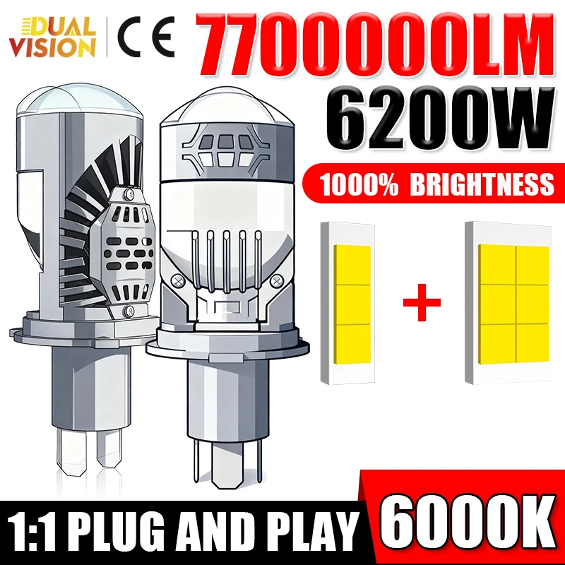 6200W H4 Bi LED Mini Projector Lens 7200000LM Bright Car Headlight CANBUS H4 Led CSP High Low Beam 12V Auto Motorcycle Mini Lens
6200W H4 Bi LED Mini Projector Lens 7200000LM Bright Car Headlight CANBUS H4 Led CSP High Low Beam 12V Auto Motorcycle Mini Lens