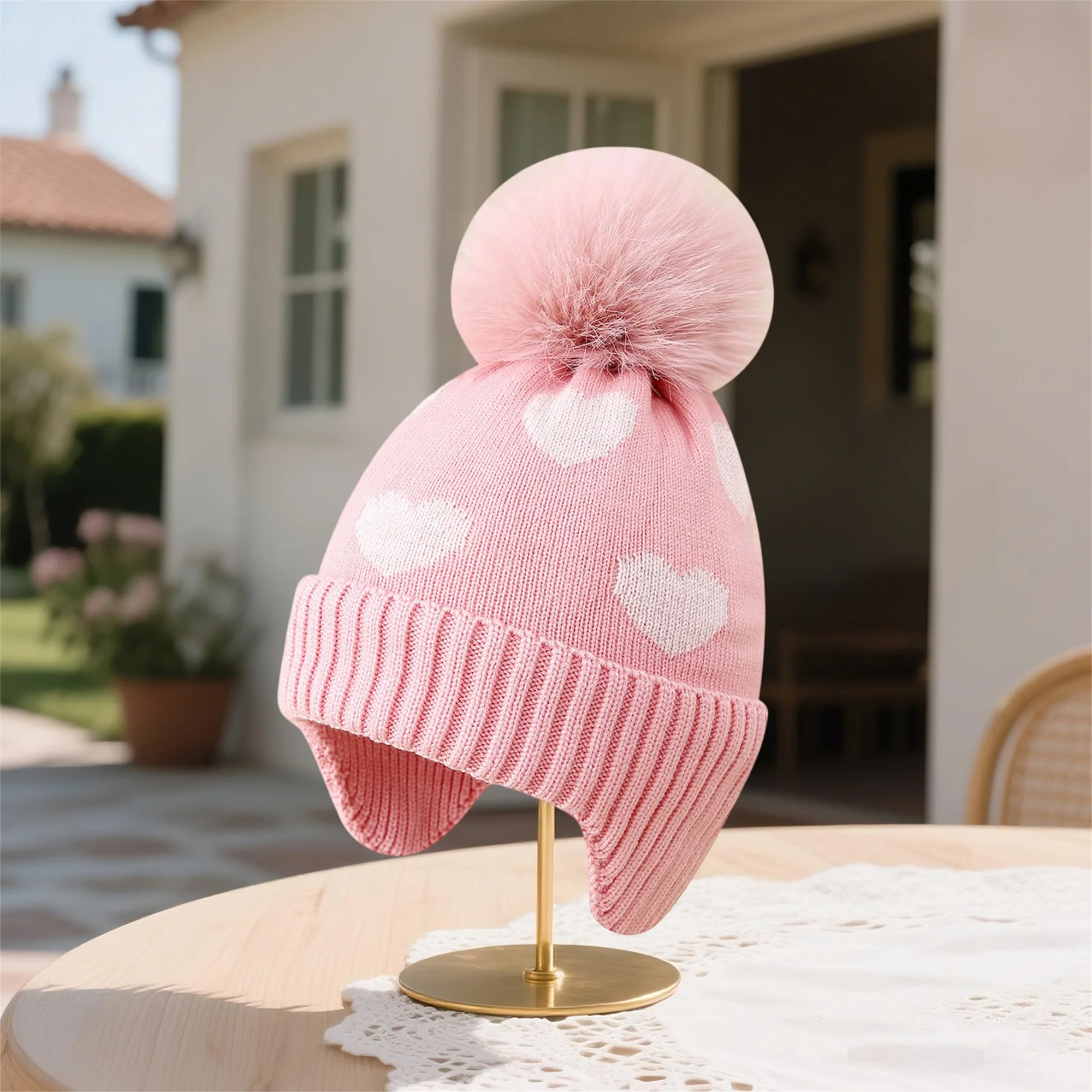 Girls Winter Warm Knitted Hat Heart Pattern Plush Ball Baby Beanie
Girls Winter Warm Knitted Hat Heart Pattern Plush Ball Baby Beanie