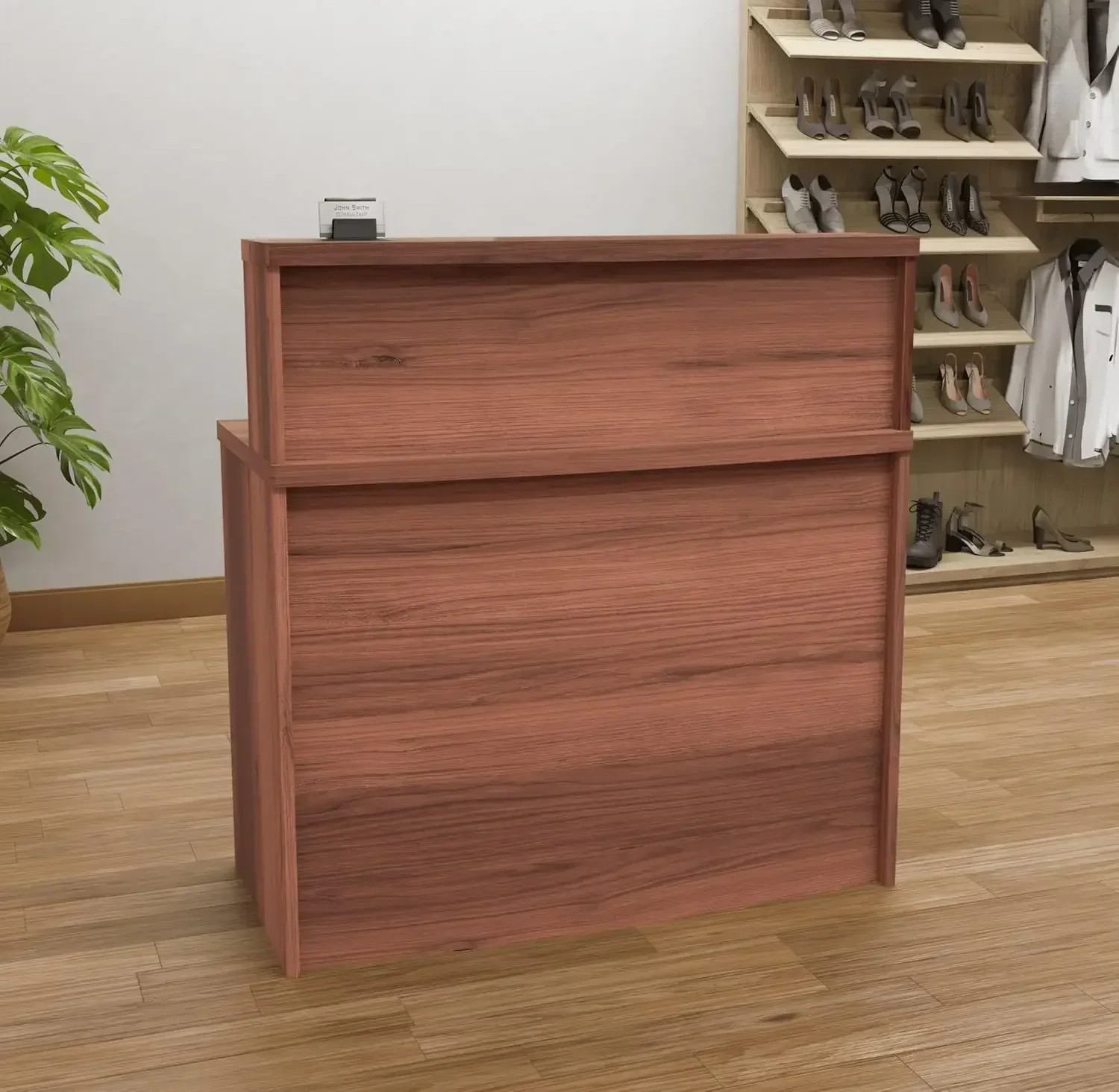 40 Inch Mono Walnut Modern Reception Desk Laminate Desktop Standing Front Desk for Home Office Salon Spas Lobby
40 Inch Mono Walnut Modern Reception Desk Laminate Desktop Standing Front Desk for Home Office Salon Spas Lobby