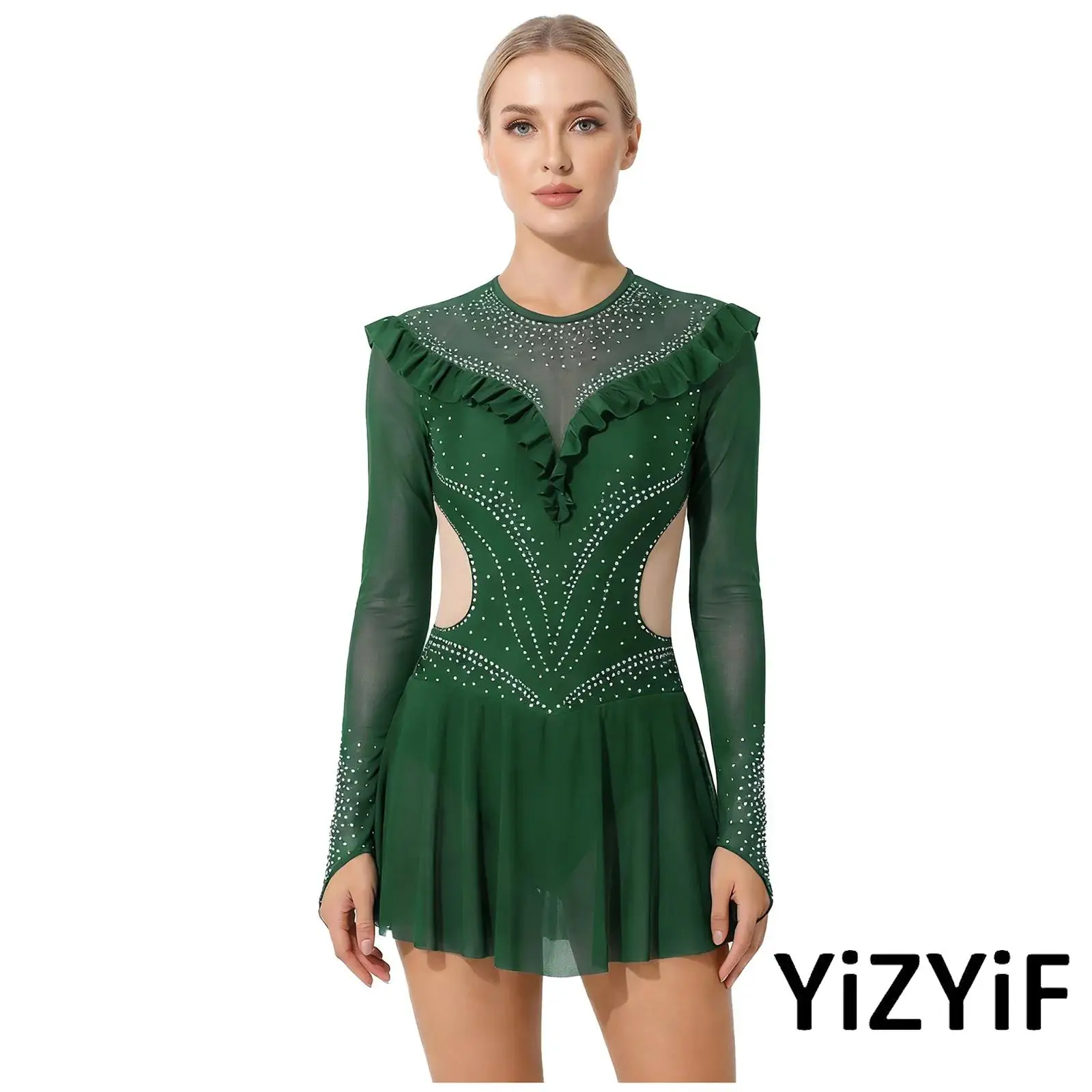 Womens Elegant Latin Dance Competition Skirted Bodysuit Mesh Ruffled Trims Long Sleeve Leotard for Ballet Jazz Dance Prom Shows
Womens Elegant Latin Dance Competition Skirted Bodysuit Mesh Ruffled Trims Long Sleeve Leotard for Ballet Jazz Dance Prom Shows