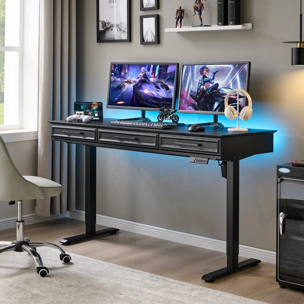Electric Standing Desk with 3 Storage Drawers, 55x22 Inch Adjustable Height Office Computer Desk w/One-Piece Desktop.
Electric Standing Desk with 3 Storage Drawers, 55x22 Inch Adjustable Height Office Computer Desk w/One-Piece Desktop.