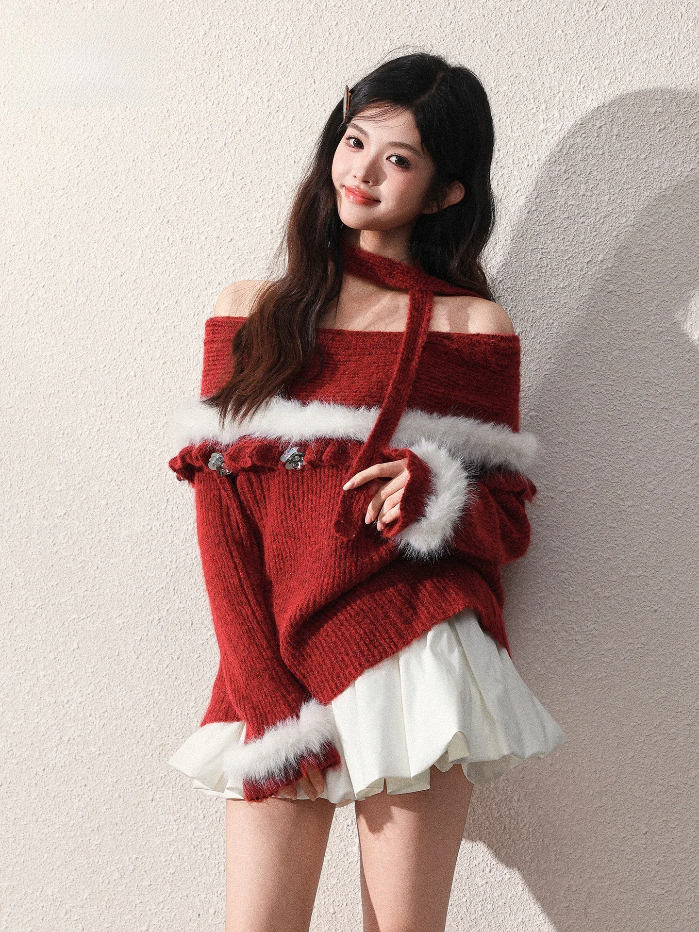 Red New Year Casual Style Off-Shoulder Knitted Sweater Women's Fashionable Summer Atmosphere Long Sleeve Casual Knitwear
Red New Year Casual Style Off-Shoulder Knitted Sweater Women's Fashionable Summer Atmosphere Long Sleeve Casual Knitwear