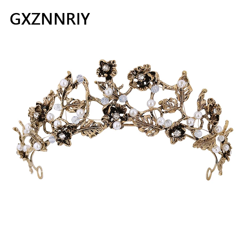 Vintage Crown Antique Gold Flower Pearl Tiaras and Crowns Crystal Hair Accessories for Women Hair Jewelry Party Headpiece Gift
Vintage Crown Antique Gold Flower Pearl Tiaras and Crowns Crystal Hair Accessories for Women Hair Jewelry Party Headpiece Gift