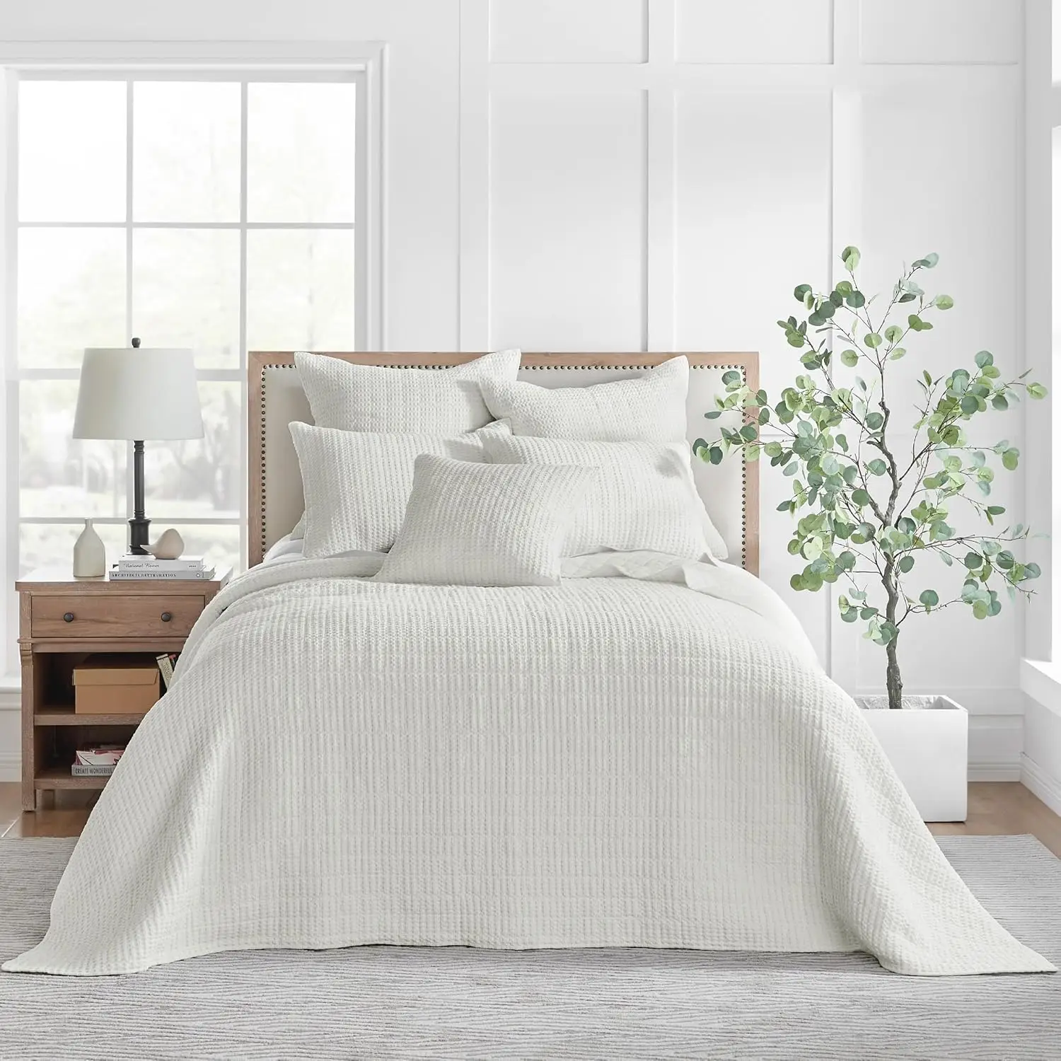 King Size Waffle Bedspread Set with 2 Pillow Shams, Cream Cotton, Soft Pre-Washed (122x106in)
King Size Waffle Bedspread Set with 2 Pillow Shams, Cream Cotton, Soft Pre-Washed (122x106in)