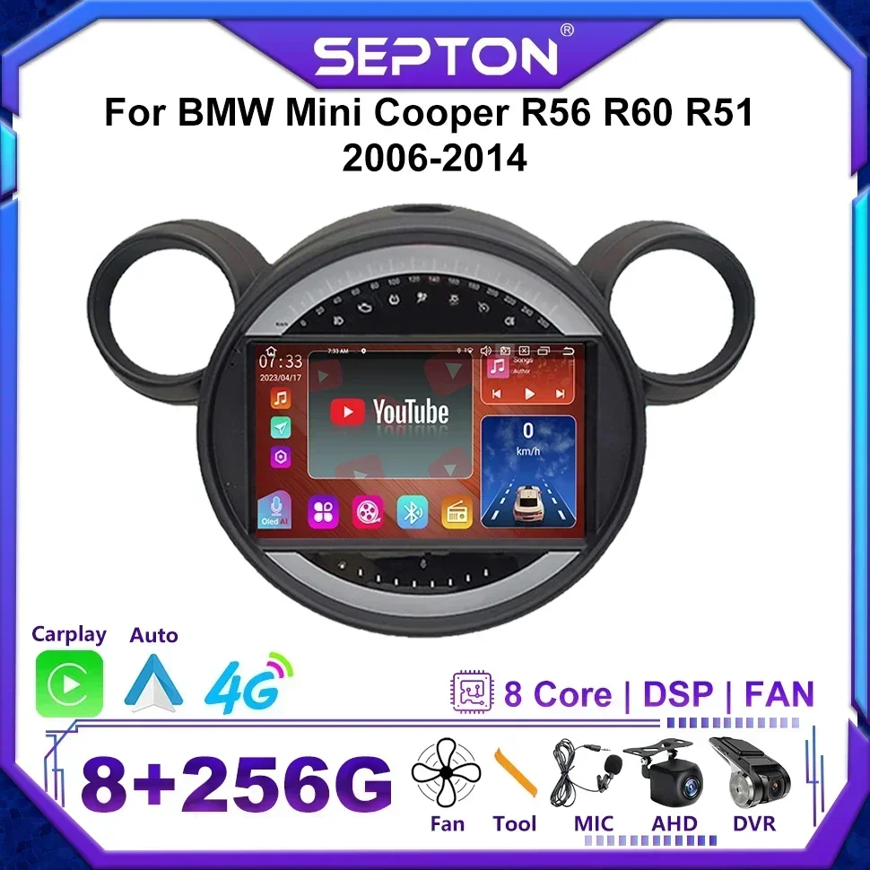 Автомобильный плеер SEPTON Android 13, радио для BMW Mini Cooper R56 R60 R51 2006-2014, беспроводная интеллектуальная система Navi, мультимедийный плеер
Автомобильный плеер SEPTON Android 13, радио для BMW Mini Cooper R56 R60 R51 2006-2014, беспроводная интеллектуальная система Navi, мультимедийный плеер