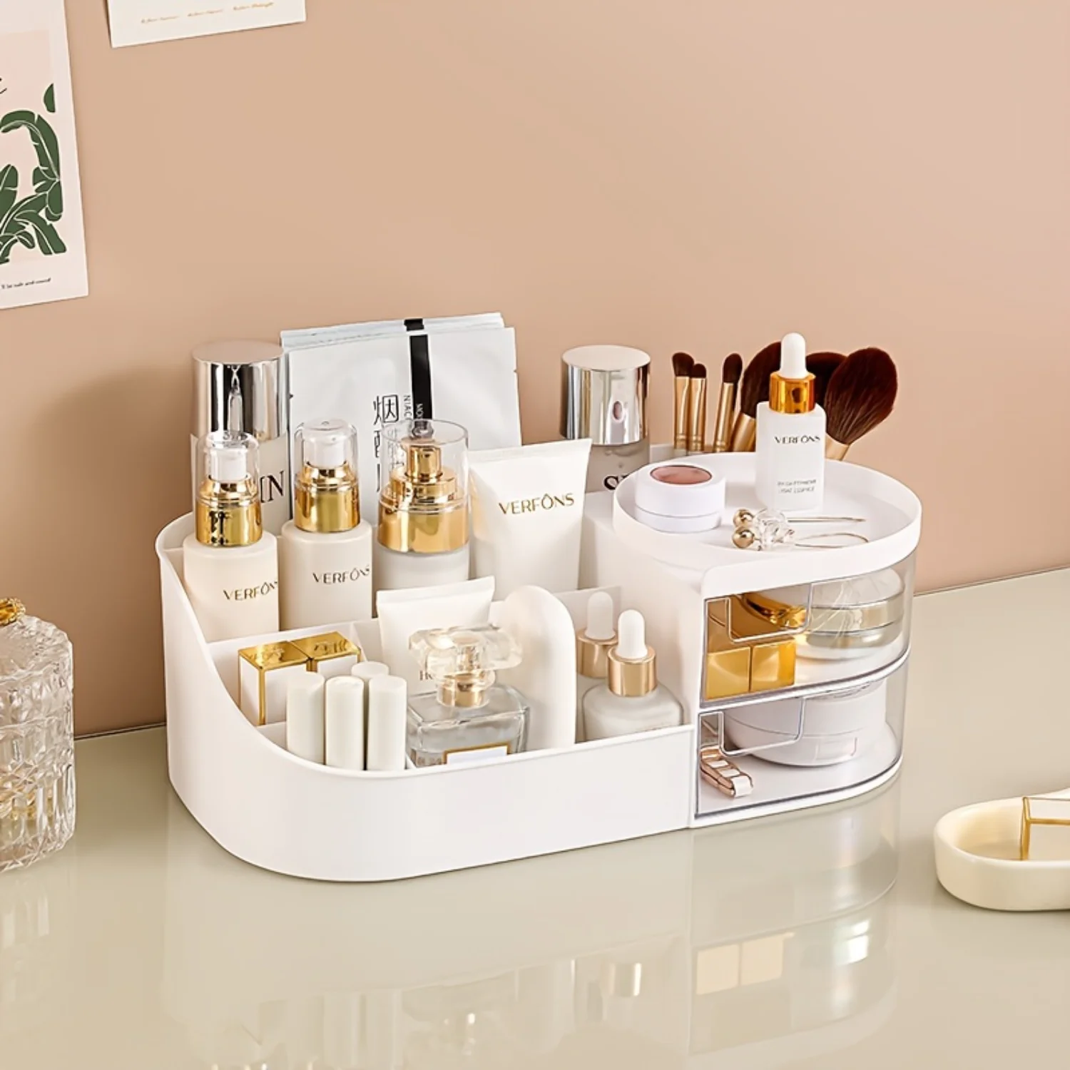 1pc Plastic Desktop Cosmetic Box, Dressing Table, Makeup Mirror Skincare Product Organizer, Lipstick Cosmetic Container Box, Wi
1pc Plastic Desktop Cosmetic Box, Dressing Table, Makeup Mirror Skincare Product Organizer, Lipstick Cosmetic Container Box, Wi