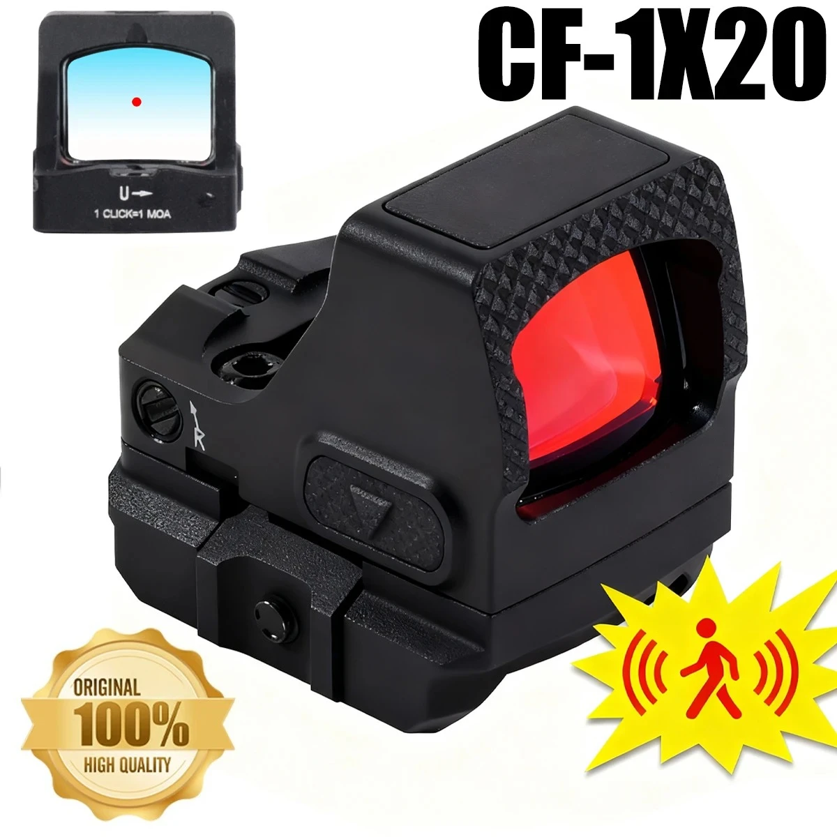 Original CF-1X20 6MOA Pistol Red Dot Sight 10 Levels of Adjustable Brightnessportable Tactical Optic Red Dot with Motion Sensing
Original CF-1X20 6MOA Pistol Red Dot Sight 10 Levels of Adjustable Brightnessportable Tactical Optic Red Dot with Motion Sensing
