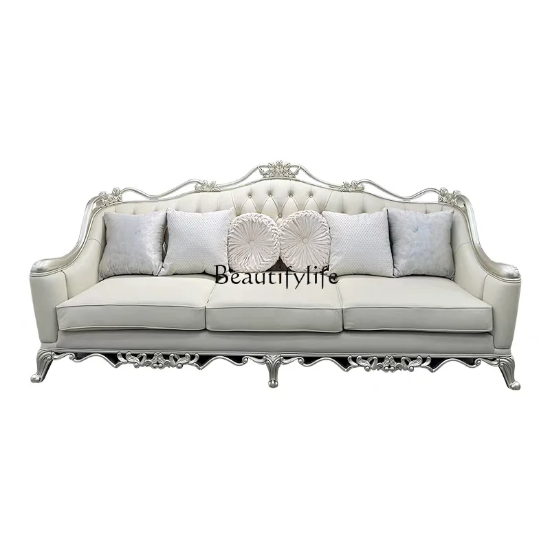 American light luxury court style solid wood sofa living room new French high-end fabric
American light luxury court style solid wood sofa living room new French high-end fabric