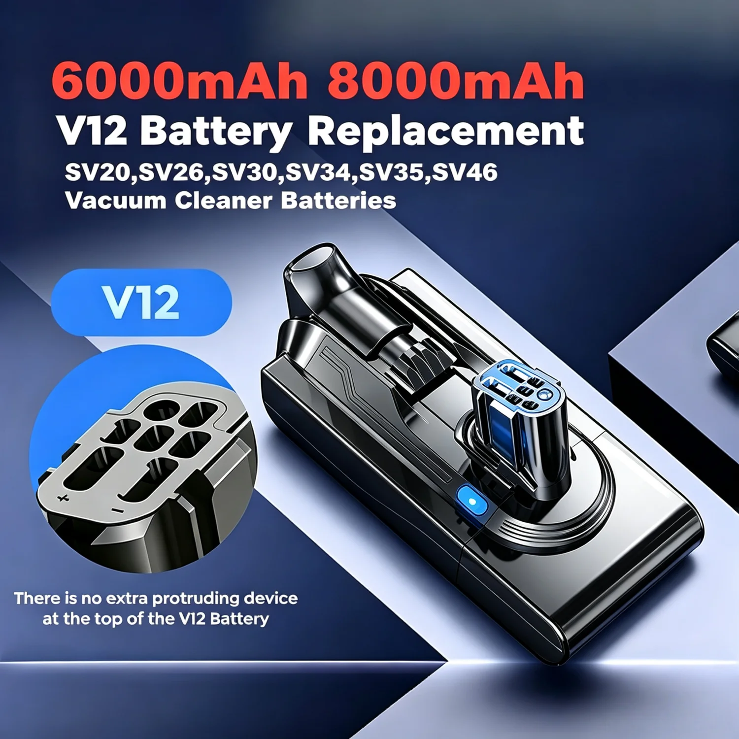 Aleaivy 25.2V 6000mAh 8000mAh Li-ion Replacement Battery for Dyson V12 SV20,SV26,SV30,SV34,SV35,SV46 Vacuum Cleaner Batteries
Aleaivy 25.2V 6000mAh 8000mAh Li-ion Replacement Battery for Dyson V12 SV20,SV26,SV30,SV34,SV35,SV46 Vacuum Cleaner Batteries