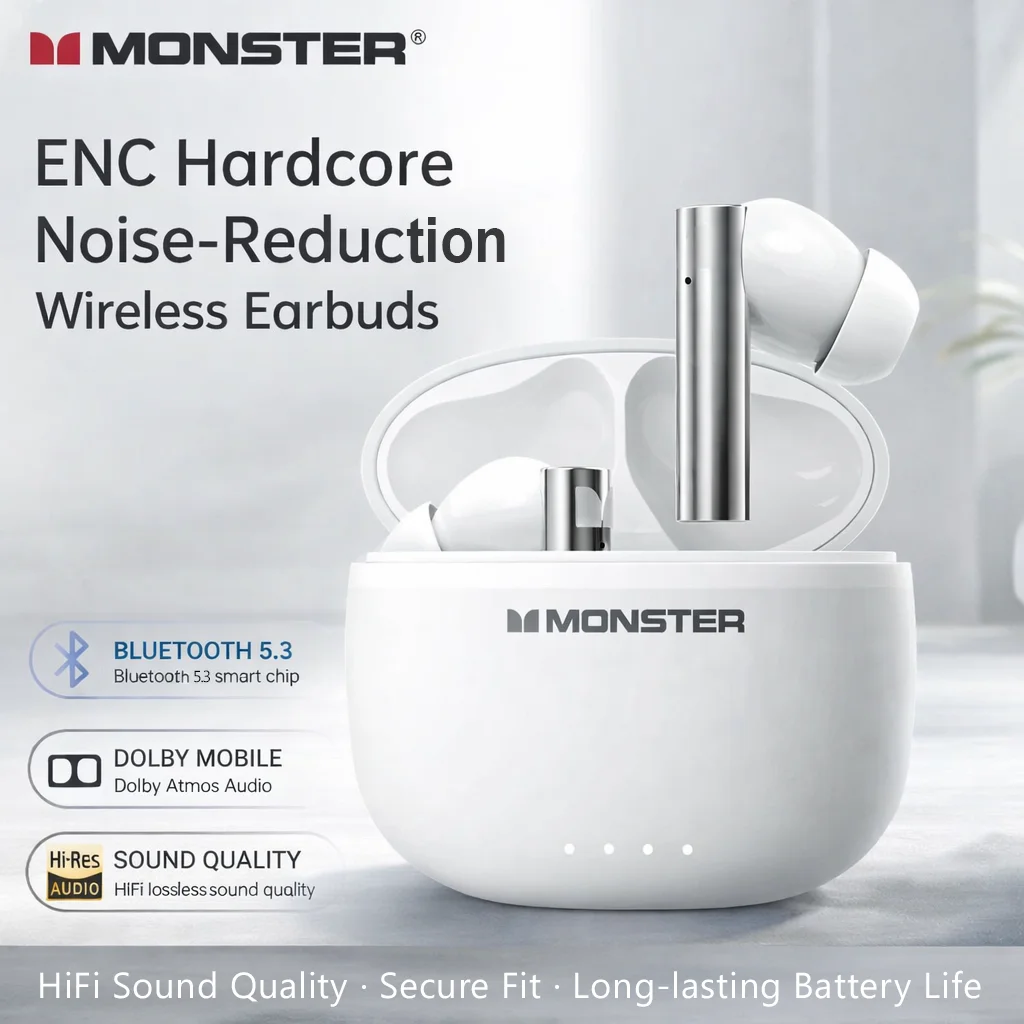 Беспроводные наушники Monster TWS GT23 Bluetooth 5.3 — наушники с низкой задержкой, длительным временем работы в режиме ожидания, Hi-Fi звуком и шумоподавлением.
Беспроводные наушники Monster TWS GT23 Bluetooth 5.3 — наушники с низкой задержкой, длительным временем работы в режиме ожидания, Hi-Fi звуком и шумоподавлением.