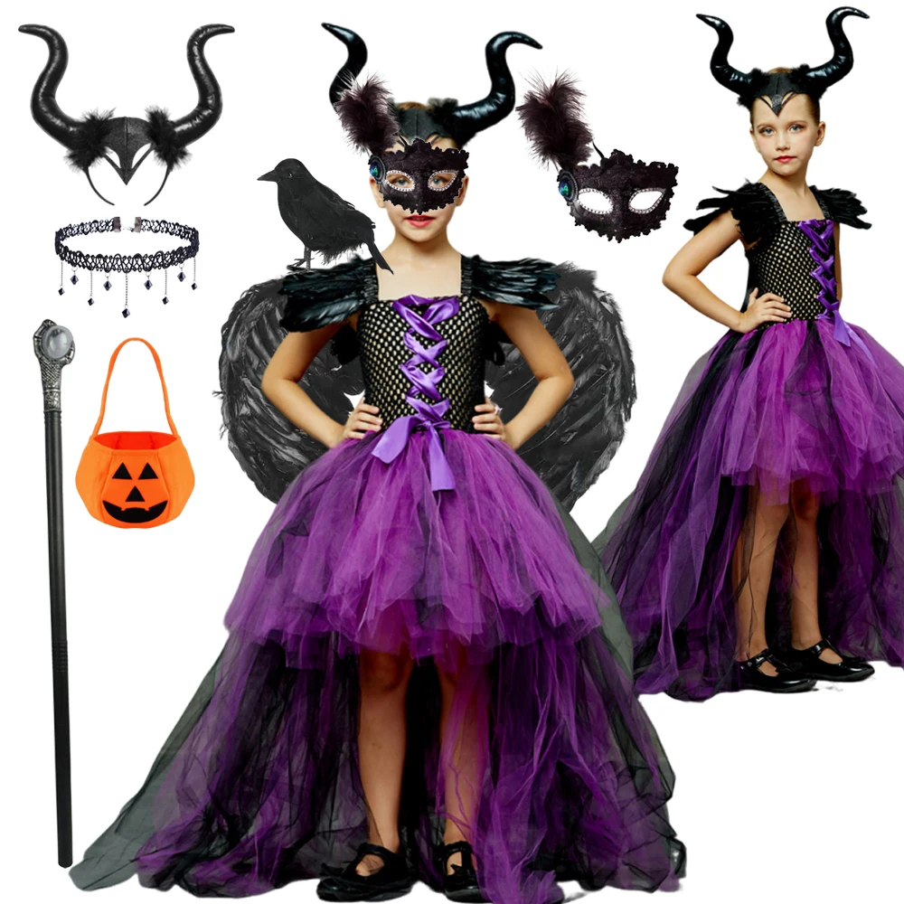 Girl Maleficent Dark Queen Halloween Witch Costume Deluxe Black Glam Party Dress Kids Cosplay Halloween Clothes
Girl Maleficent Dark Queen Halloween Witch Costume Deluxe Black Glam Party Dress Kids Cosplay Halloween Clothes