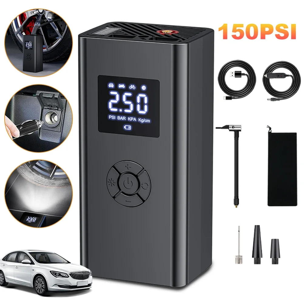 Car Air Compressor Rechargeable Air Pump Car Tire Inflator 150PSI Portable Electric Air Pump For Auto Motorcycle Bicycle Balls
Car Air Compressor Rechargeable Air Pump Car Tire Inflator 150PSI Portable Electric Air Pump For Auto Motorcycle Bicycle Balls