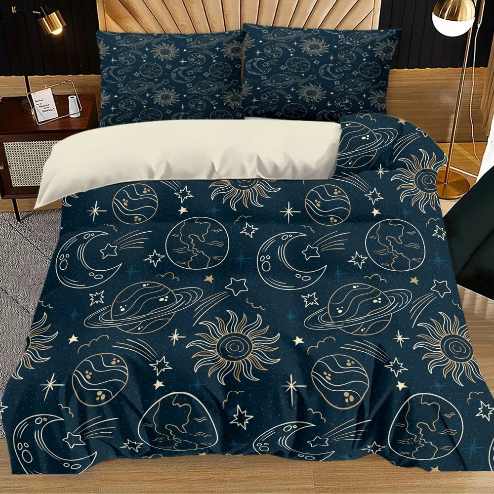 3pcs Blue Planet Moon Decoration Pattern Printed Quilt Set- Includes 1 Quilt Cover and 2 Pillow Cover (without Filler)
3pcs Blue Planet Moon Decoration Pattern Printed Quilt Set- Includes 1 Quilt Cover and 2 Pillow Cover (without Filler)