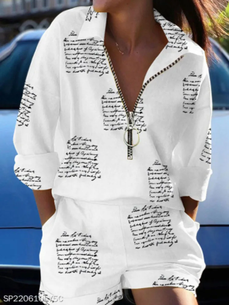 Women's 2 Piece Shorts Set Turndown Collar Long Sleeves Tracksuit Metal Ring Zipper Versatile Casual Fashion 2024 Spring
Women's 2 Piece Shorts Set Turndown Collar Long Sleeves Tracksuit Metal Ring Zipper Versatile Casual Fashion 2024 Spring