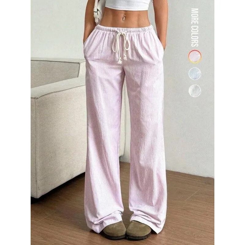 Neutral Striped Wide Leg Pants Casual Harajuku Style Trousers for Women Spring Season Other Material 100% Outerwear
Neutral Striped Wide Leg Pants Casual Harajuku Style Trousers for Women Spring Season Other Material 100% Outerwear