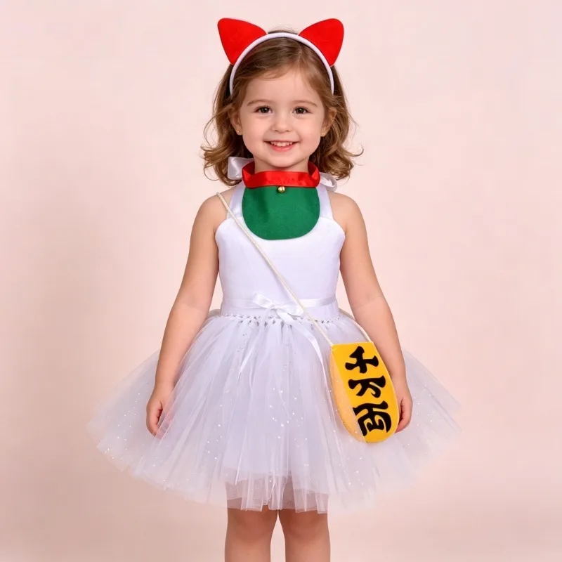 Little Girls' Lucky Cat Tulle Tutu Dress, Cute Animal Themed Role Play Costume for Toddlers, Halloween Celebration Outfit
Little Girls' Lucky Cat Tulle Tutu Dress, Cute Animal Themed Role Play Costume for Toddlers, Halloween Celebration Outfit