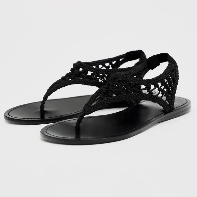 Designer Sandals Shoes for Women 2025 Summer New Knitted Cool Flats Flip Flops Slippers Open-toed Black Hollow Sandalias Mujer
Designer Sandals Shoes for Women 2025 Summer New Knitted Cool Flats Flip Flops Slippers Open-toed Black Hollow Sandalias Mujer