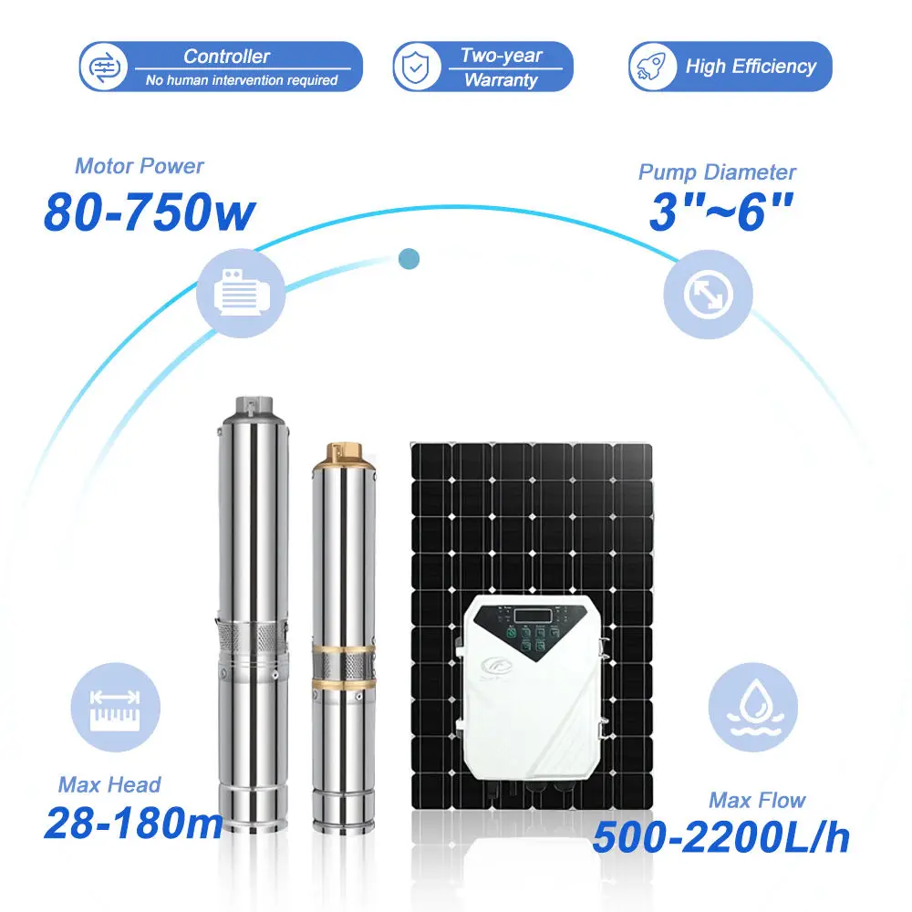 Outdoor Waterproof 48V Stainless Steel Solar Powered Submersible Water Pump for High Pressure Well & Agriculture Irrigation
Outdoor Waterproof 48V Stainless Steel Solar Powered Submersible Water Pump for High Pressure Well & Agriculture Irrigation