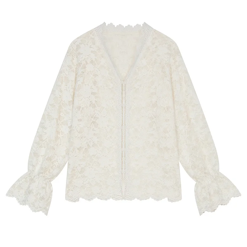 2026 Lace V Neck Long Sleeve Blouse Women Y2K Floral Embroidery Cardigan Casual Loose Elegant Hollow Out Cover Up Retro Chic Top
2026 Lace V Neck Long Sleeve Blouse Women Y2K Floral Embroidery Cardigan Casual Loose Elegant Hollow Out Cover Up Retro Chic Top