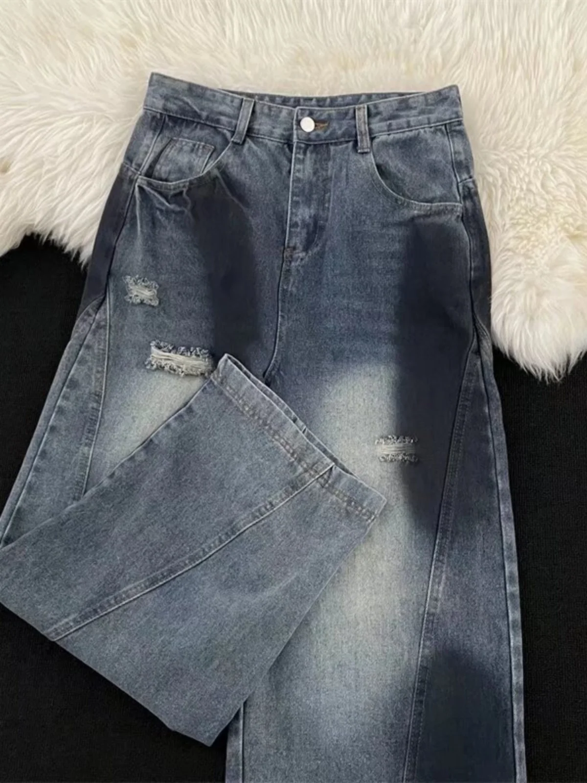 American Sle Distred Knife Jeans Men's Retro Trendy High Street Vibe Loose Straight Wide Leg Long Pants
American Sle Distred Knife Jeans Men's Retro Trendy High Street Vibe Loose Straight Wide Leg Long Pants