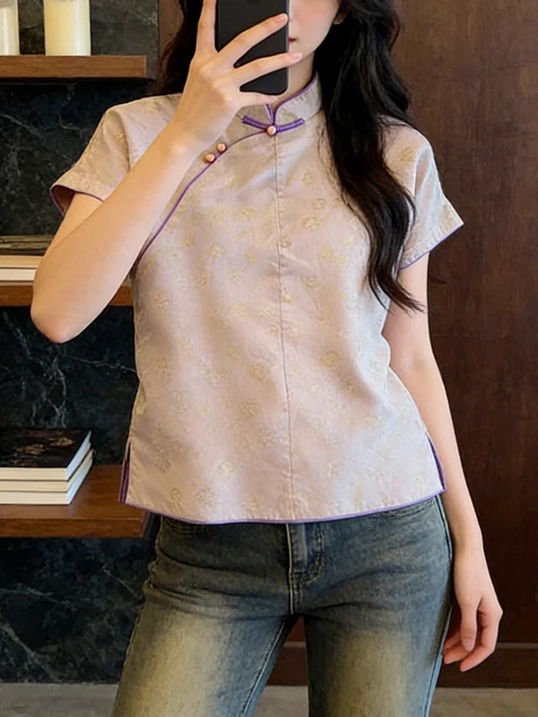 Elegant Chinese Style Shirt Women's Stand Collar Short Sleeve Button up Slimming Versatile Top Korean Style Breathable Summer...
Elegant Chinese Style Shirt Women's Stand Collar Short Sleeve Button up Slimming Versatile Top Korean Style Breathable Summer...