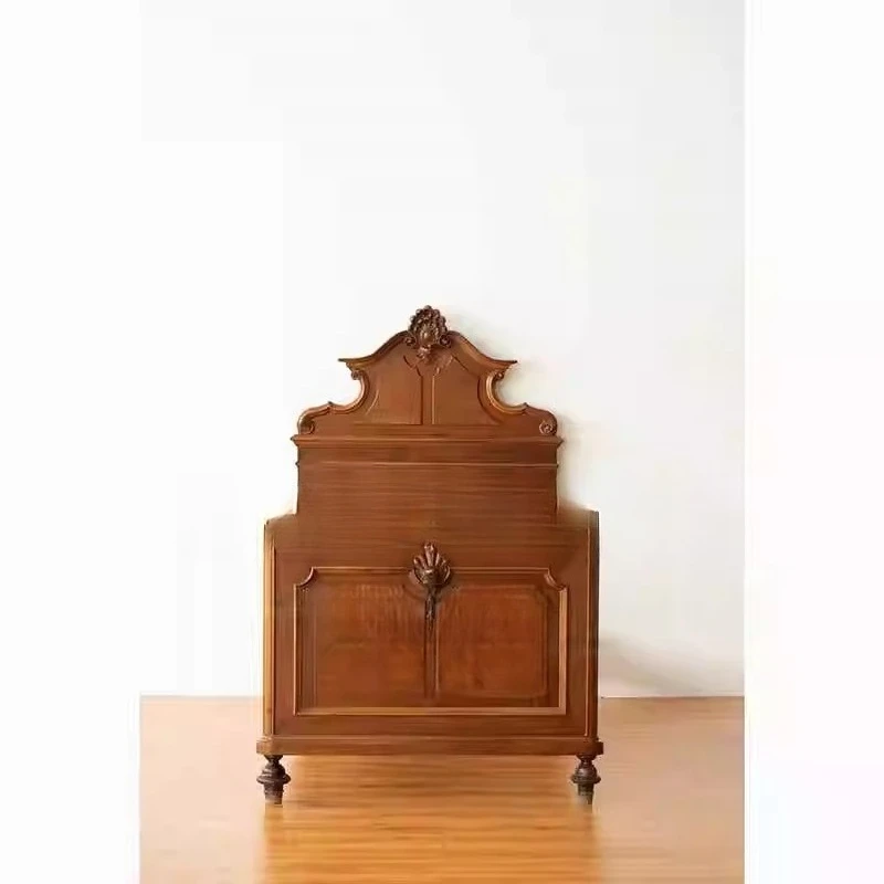 medieval solid wood new Chinese retro high backrest double bed French old carved antique 
medieval solid wood new Chinese retro high backrest double bed French old carved antique