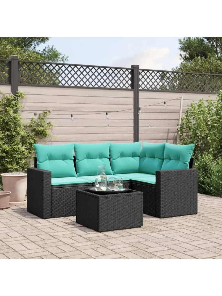 5 Piece Patio Sofa Set with Cushions Black Poly Rattan Courtyard Furniture Outdoor Furniture for Poolside Lawn
5 Piece Patio Sofa Set with Cushions Black Poly Rattan Courtyard Furniture Outdoor Furniture for Poolside Lawn