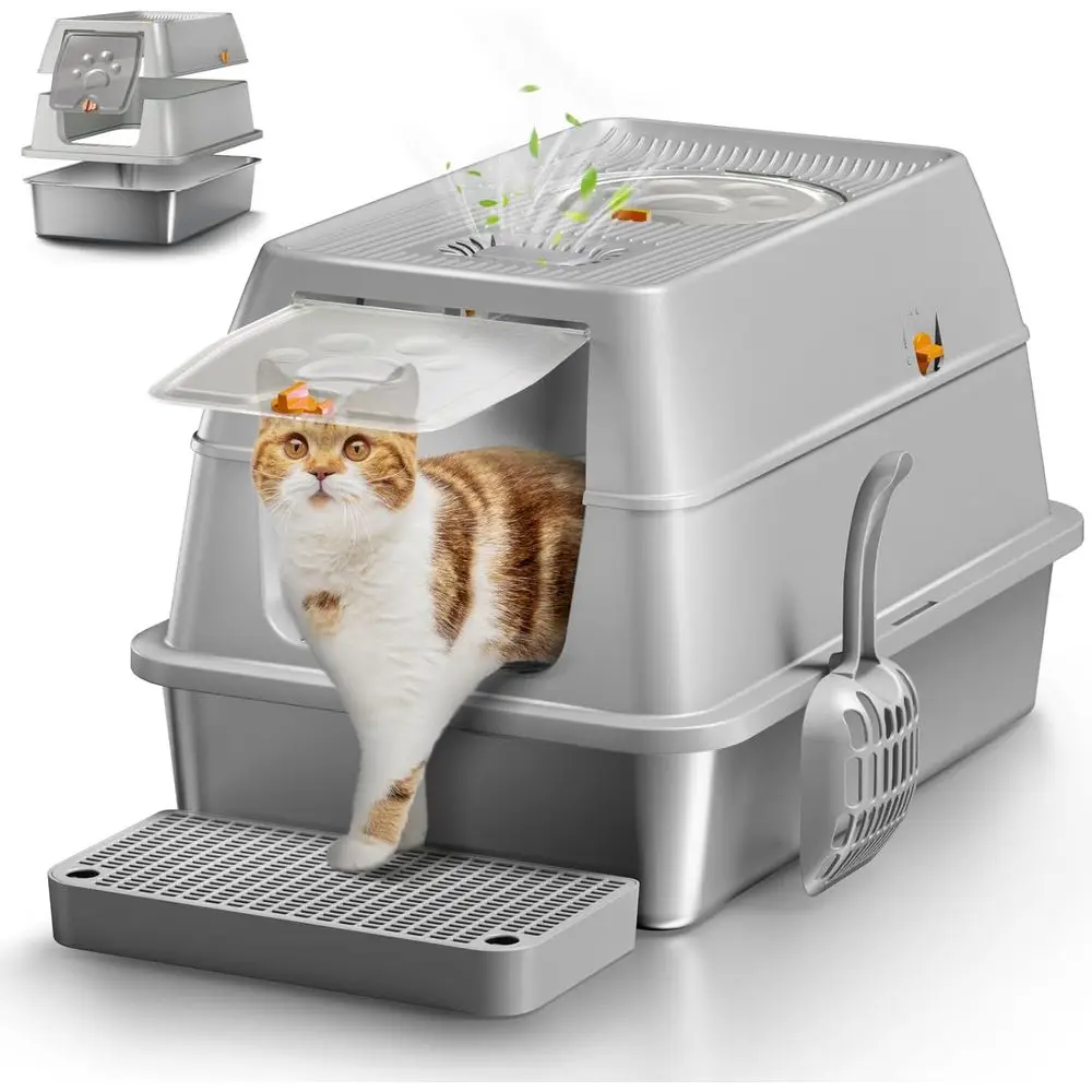 Large XL Enclosed Litter Box with Removable Lid, Odor Control, Easy Clean, Anti-Leak for Big Cats or Multiples - Grey
Large XL Enclosed Litter Box with Removable Lid, Odor Control, Easy Clean, Anti-Leak for Big Cats or Multiples - Grey
