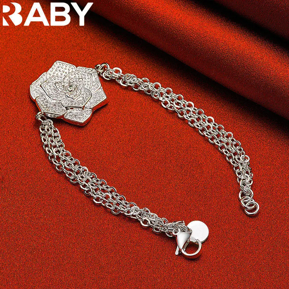 URBABY 925 Sterling Silver Rose Zircon Chain Bracelet For Women Fashion Jewelry Vintage Grace Charm Noble Party Birthday Gifts
URBABY 925 Sterling Silver Rose Zircon Chain Bracelet For Women Fashion Jewelry Vintage Grace Charm Noble Party Birthday Gifts