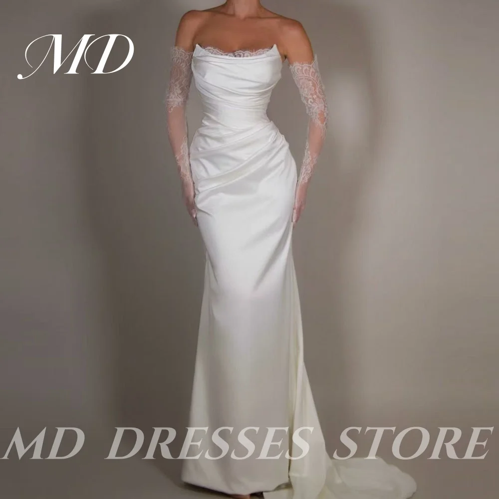 MD 2025 Modern Trumpet Lace Satin White Wedding Dresses Pleat Floor-Length Sleeveless Bride Gowns vestidos de fiesta Customized
MD 2025 Modern Trumpet Lace Satin White Wedding Dresses Pleat Floor-Length Sleeveless Bride Gowns vestidos de fiesta Customized