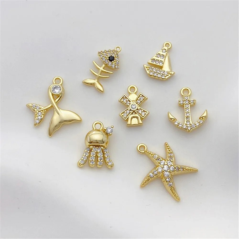 14K Gold-plated Zirconium Starfin Sailboat Pendant Ocean Series Charm Pendant DIY Jewelry Beads for Bracelet Craft Accessories
14K Gold-plated Zirconium Starfin Sailboat Pendant Ocean Series Charm Pendant DIY Jewelry Beads for Bracelet Craft Accessories