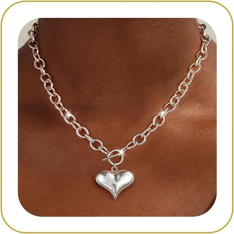 Chunky Heart Pendant Necklace for Women 14K Gold Plated Waterproof Hypoallergenic Toggle Clasp Gift
Chunky Heart Pendant Necklace for Women 14K Gold Plated Waterproof Hypoallergenic Toggle Clasp Gift