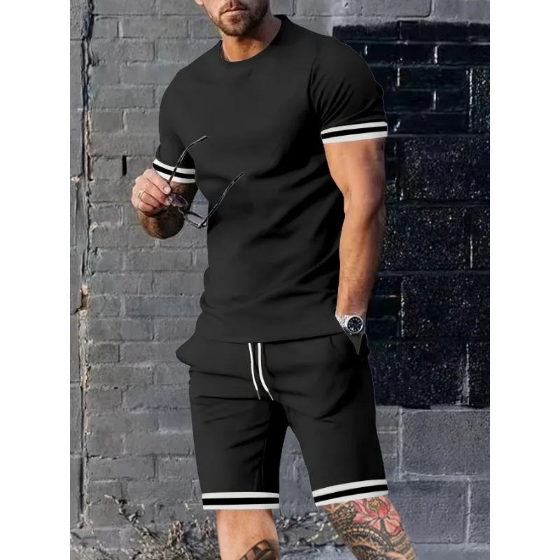 Casual Men Two Piece Set Striped Cuff Crew Neck Short Sleeve T Shirt Drawstring Shorts Summer Sport Outfit S-3XL
Casual Men Two Piece Set Striped Cuff Crew Neck Short Sleeve T Shirt Drawstring Shorts Summer Sport Outfit S-3XL