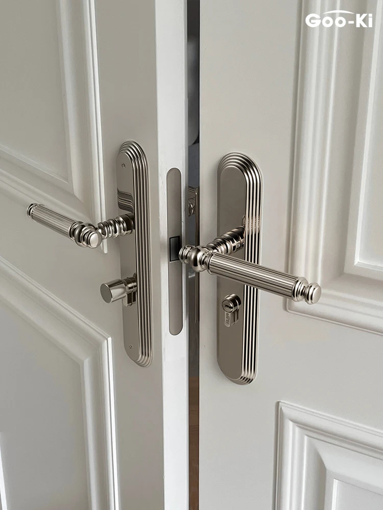 Goo-Ki European Bright Silver Brass Door Lock Set with Panel Interior Bedroom Anti-theft Dummy Door Handle Room Safety Door Lock
Goo-Ki European Bright Silver Brass Door Lock Set with Panel Interior Bedroom Anti-theft Dummy Door Handle Room Safety Door Lock