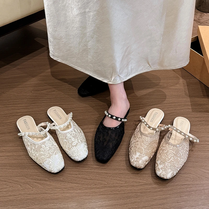 Women's Summer Fashion Embroidered Mesh Breathable Toe-Toe Slippers 226 New Style Pearl Decorated Light Elegant Slippers
Women's Summer Fashion Embroidered Mesh Breathable Toe-Toe Slippers 226 New Style Pearl Decorated Light Elegant Slippers