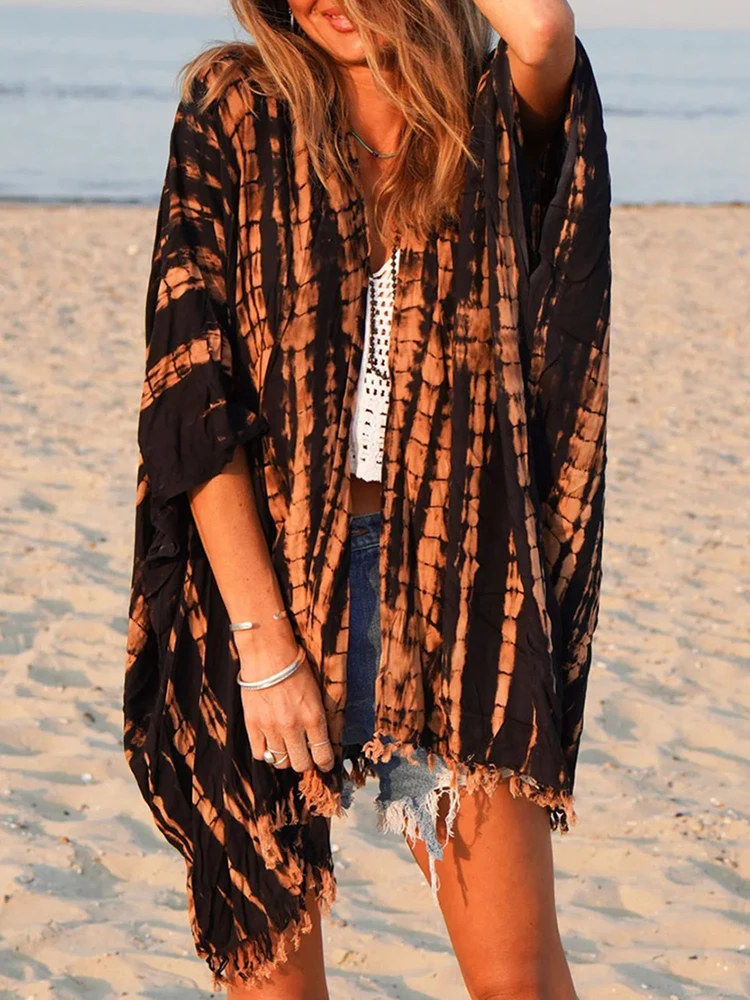 Loose Casual V Neck Patchwork Print Cover Up Women Beach Style Half Sleeve Tassel Coats Summer Streetwear Femme Holiday Jackets
Loose Casual V Neck Patchwork Print Cover Up Women Beach Style Half Sleeve Tassel Coats Summer Streetwear Femme Holiday Jackets