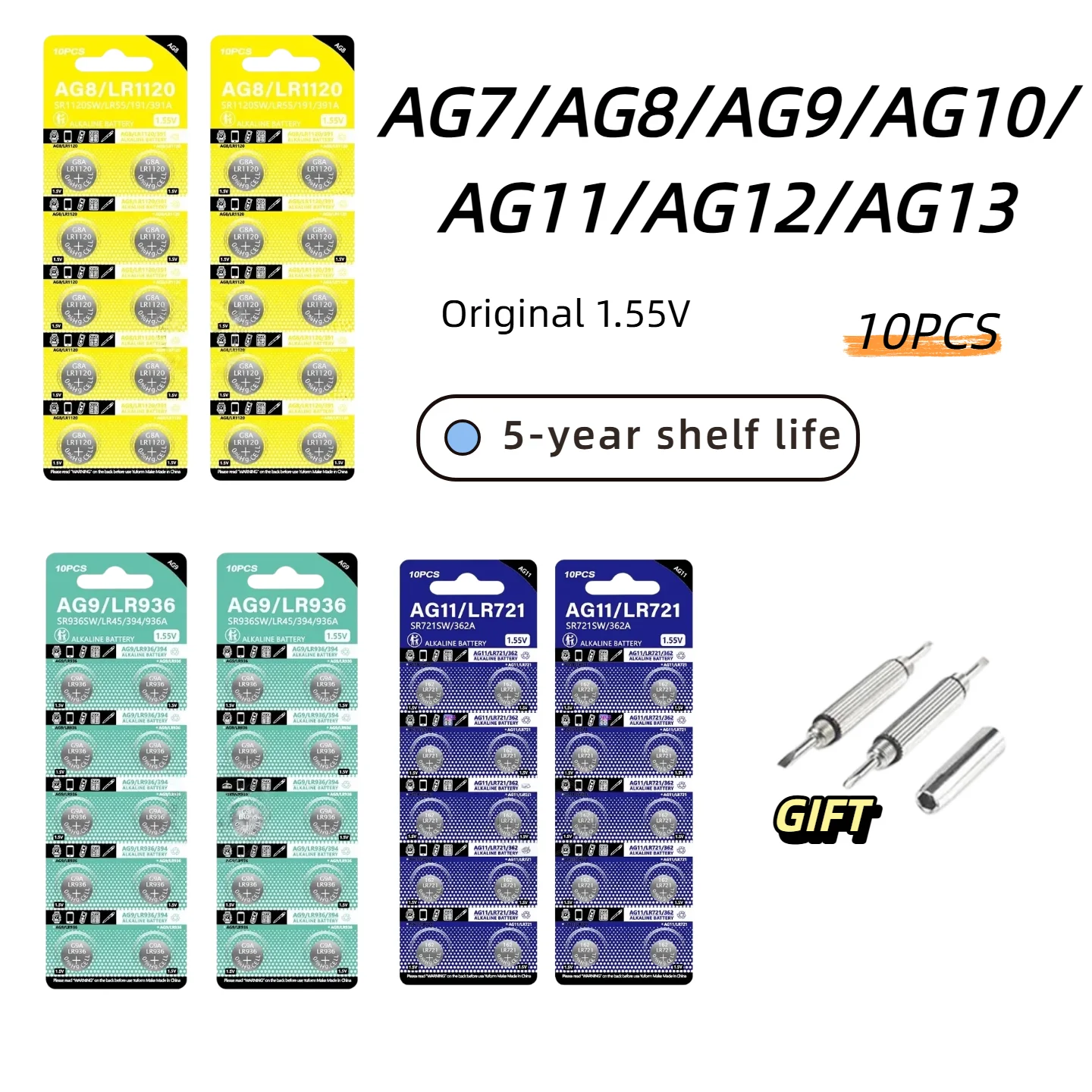 AG7 AG8 AG9 AG10 AG11 AG12 AG13 1.55V Alkaline Button Battery 10PCS Leak-Proof For Watch LED Calculator
AG7 AG8 AG9 AG10 AG11 AG12 AG13 1.55V Alkaline Button Battery 10PCS Leak-Proof For Watch LED Calculator