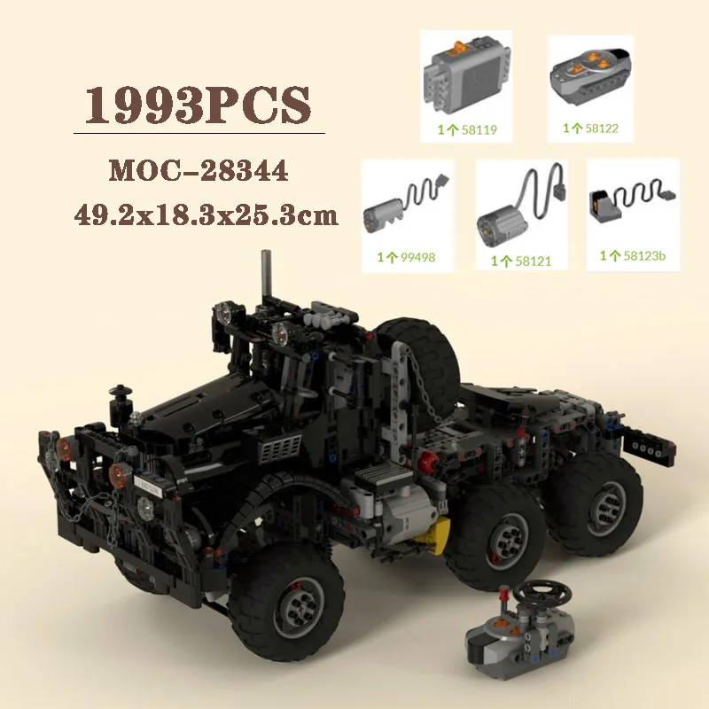 Classic MOC-28344 All Terrain Off road 6x6 Remote Control Building Blocks 1993PCS Adult Boy Birthday Christmas Gift Toy Model
Classic MOC-28344 All Terrain Off road 6x6 Remote Control Building Blocks 1993PCS Adult Boy Birthday Christmas Gift Toy Model