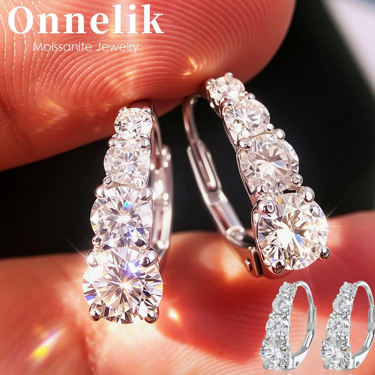 Onnelik 0.5ct 8-Stone D Color Moissanite Hoop Earrings S925 Sterling Silver Anniversary Gift Stud Ear Fine Jewelry for Women
Onnelik 0.5ct 8-Stone D Color Moissanite Hoop Earrings S925 Sterling Silver Anniversary Gift Stud Ear Fine Jewelry for Women