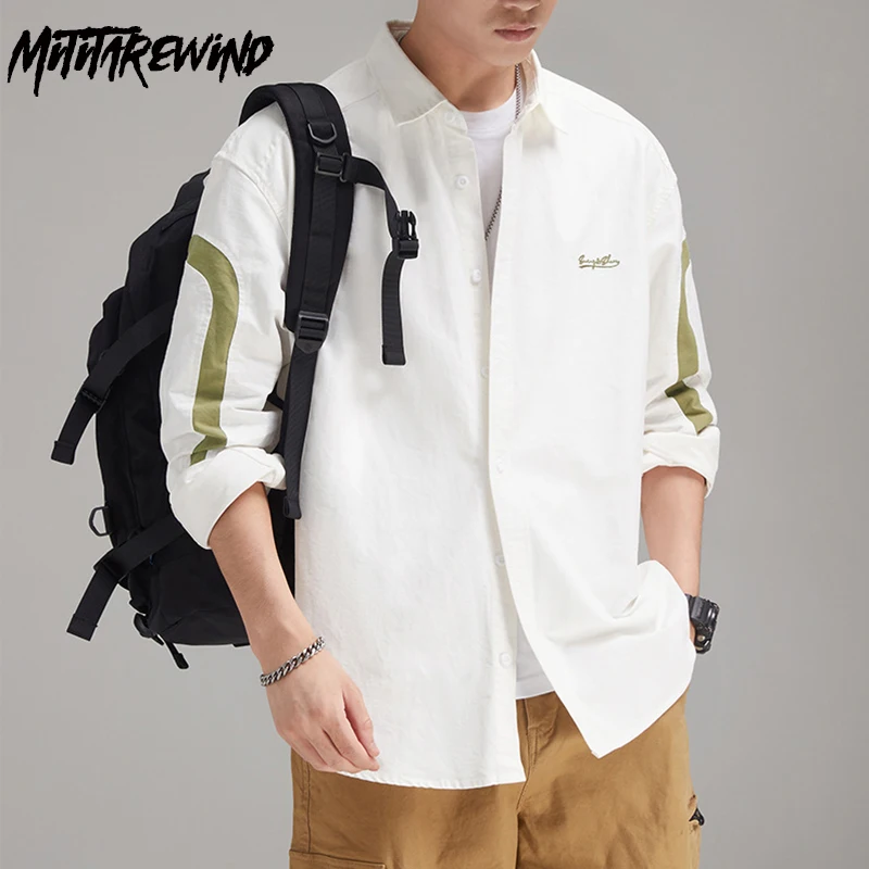Fashion Long Sleeve Shirt Men Street Casual Shirts Pure Cotton Loose Patchwork Design Shirt Japanese Youth Tops Camisa Hombre
Fashion Long Sleeve Shirt Men Street Casual Shirts Pure Cotton Loose Patchwork Design Shirt Japanese Youth Tops Camisa Hombre