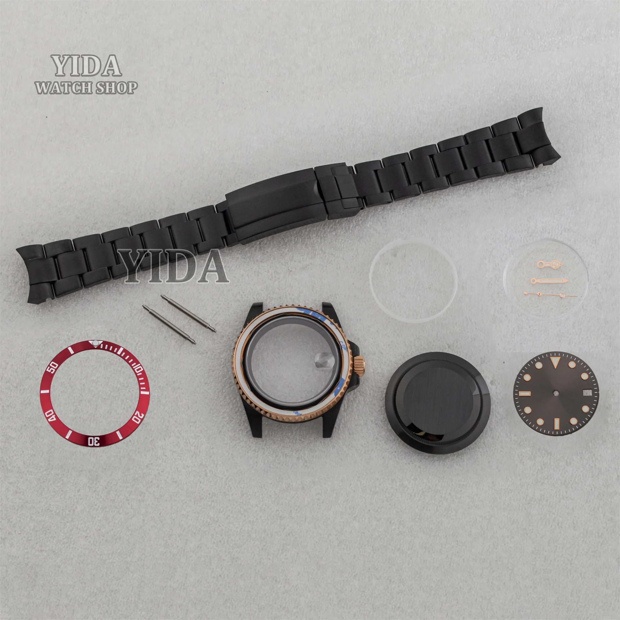 40MM Black Gold Watch Case Oyster Strap Luminous Needles 28.5MM Dial Watch Accessories for SUB GMT Yacht NH35 NH34 NH36 Movement
40MM Black Gold Watch Case Oyster Strap Luminous Needles 28.5MM Dial Watch Accessories for SUB GMT Yacht NH35 NH34 NH36 Movement