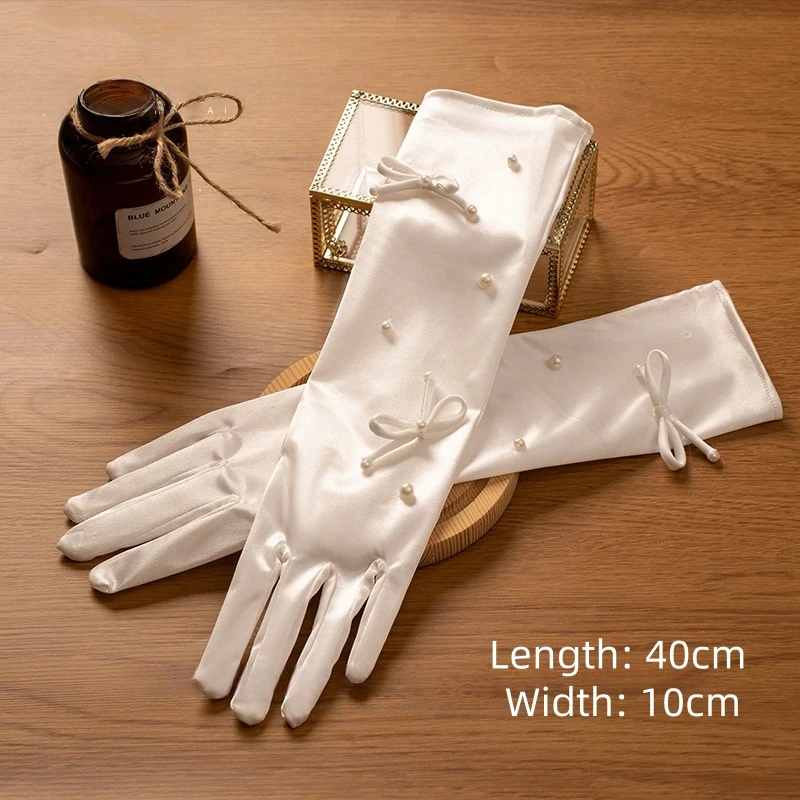 White Satin Long Bridal Gloves Lace 3D Floral Pearl Beaded Finger Gloves Wedding Evening Party Formal Accessories
White Satin Long Bridal Gloves Lace 3D Floral Pearl Beaded Finger Gloves Wedding Evening Party Formal Accessories