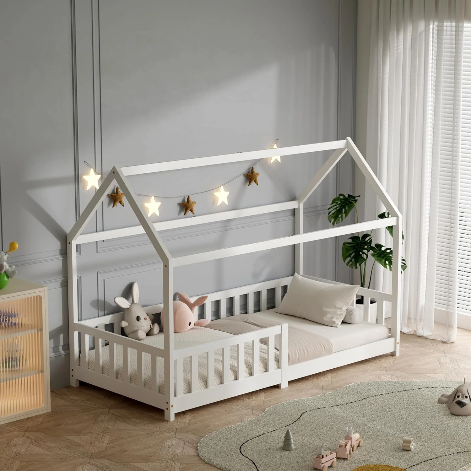 Floor Bed with Fall Protection and Slatted Frame for Children Children's Beds for Girls and Boys Solid Pine Wood in Whitepromote
Floor Bed with Fall Protection and Slatted Frame for Children Children's Beds for Girls and Boys Solid Pine Wood in Whitepromote