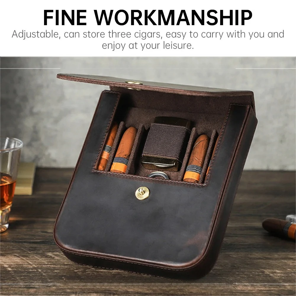 Portable Cigar Case Humidor Box Retro Brown Premium Leather Travel Moisturizing Storage 4pcs Cigars Smoking Accessories
Portable Cigar Case Humidor Box Retro Brown Premium Leather Travel Moisturizing Storage 4pcs Cigars Smoking Accessories