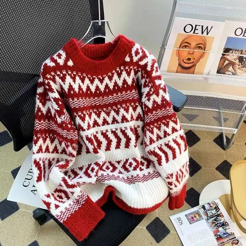 Autumn Winter New Vintage Y2k Warm Pullovers Women Clothing Comfortable Soft Wool Loose Knitted Jumper Fashion Jacquard Sweaters
Autumn Winter New Vintage Y2k Warm Pullovers Women Clothing Comfortable Soft Wool Loose Knitted Jumper Fashion Jacquard Sweaters